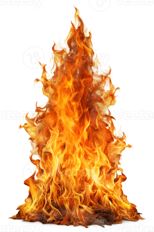 Bright orange flames erupting from a fire source png