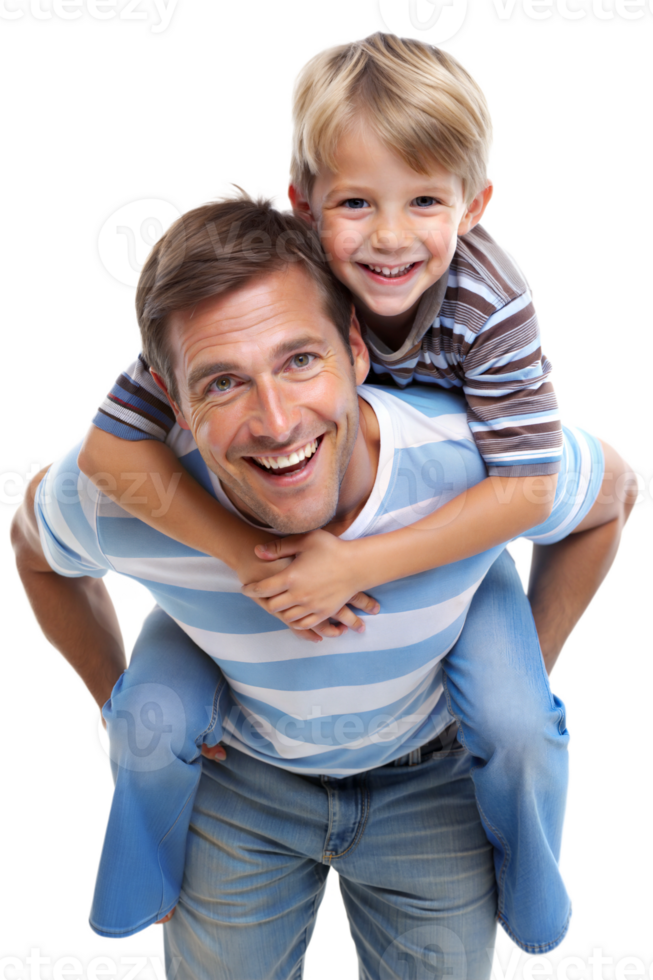 Joyful father and son sharing a playful moment png