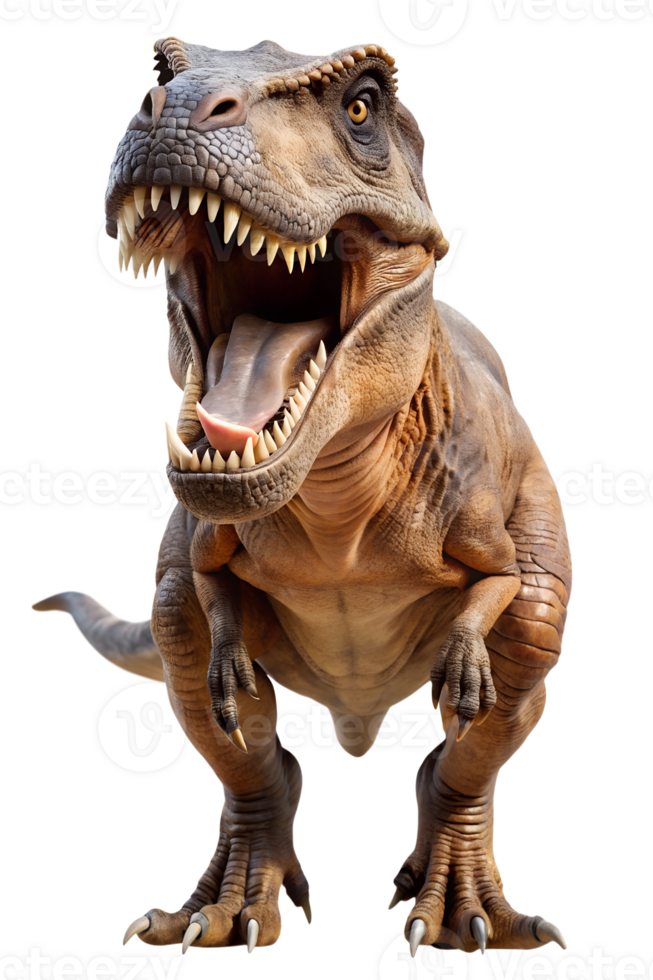 A roaring Tyrannosaurus rex in a dynamic pose png