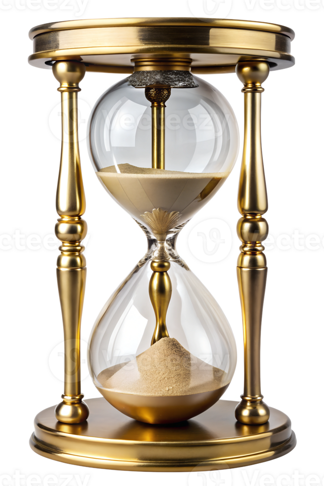 Elegant gold hourglass on a simple stand png