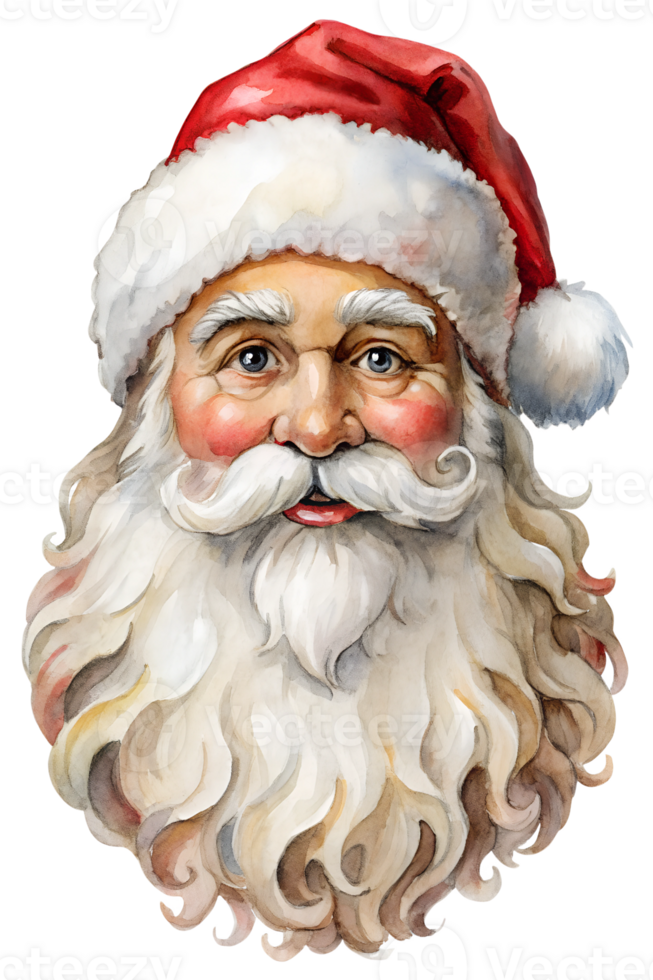 A cheerful Santa Claus with a fluffy white beard png