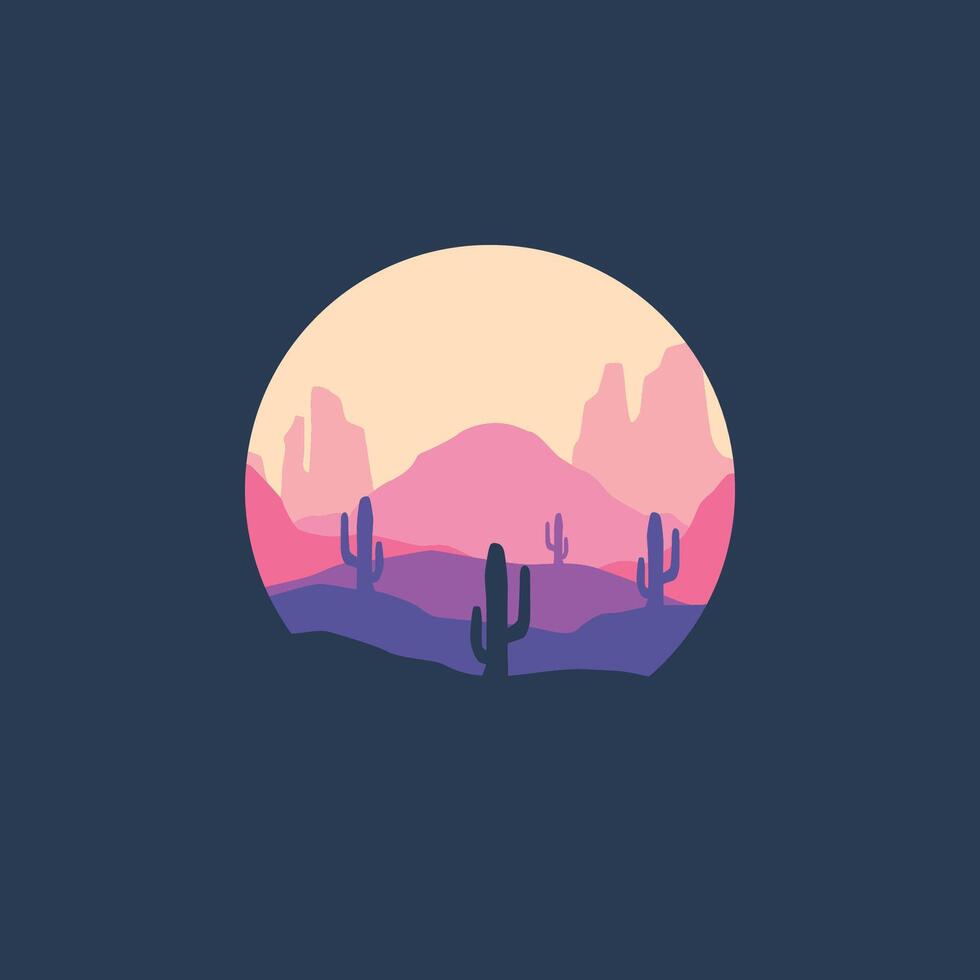 Nature landscape panorama in circle illustration vector