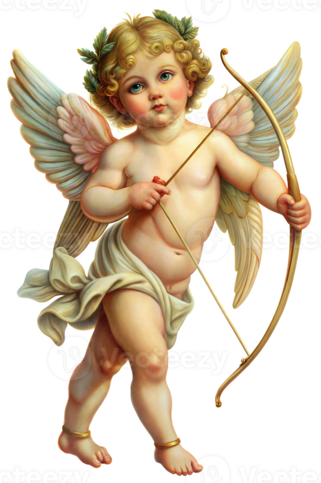Colorful cherub with bow and arrow png