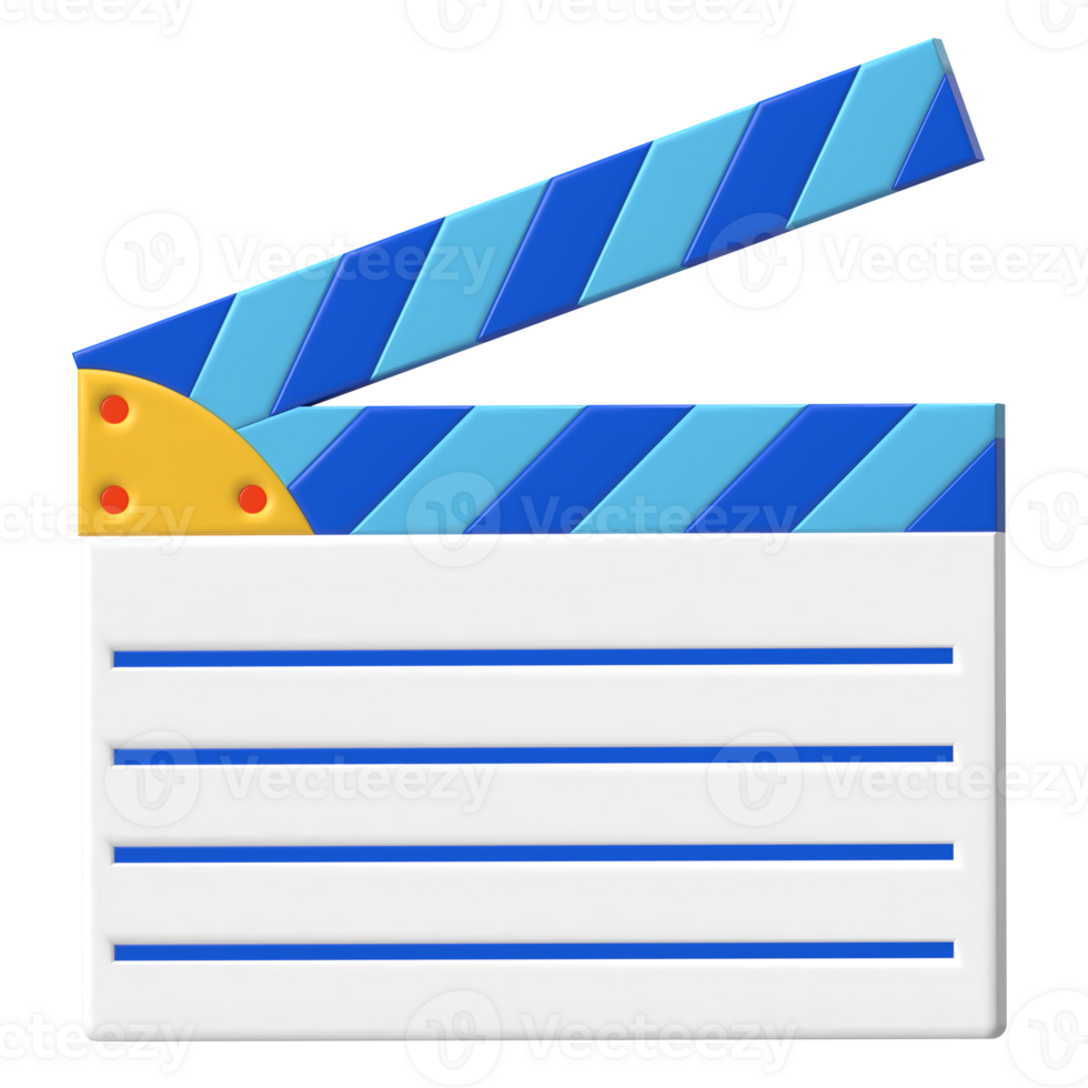 3D Clapperboard Icon for Film Scene and Movie Shooting png
