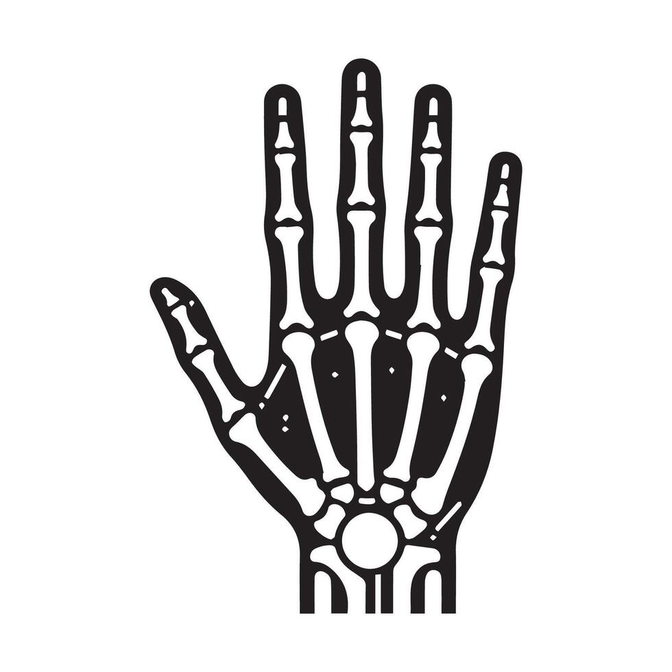 Minimalist skeleton hand black silhouette. Medical concept icon. vector