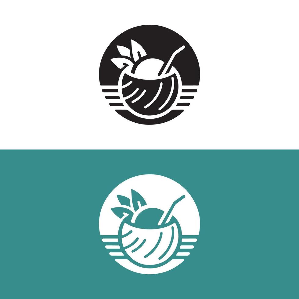 Coconut juice icon for shop. Coconut minimal logo. vector