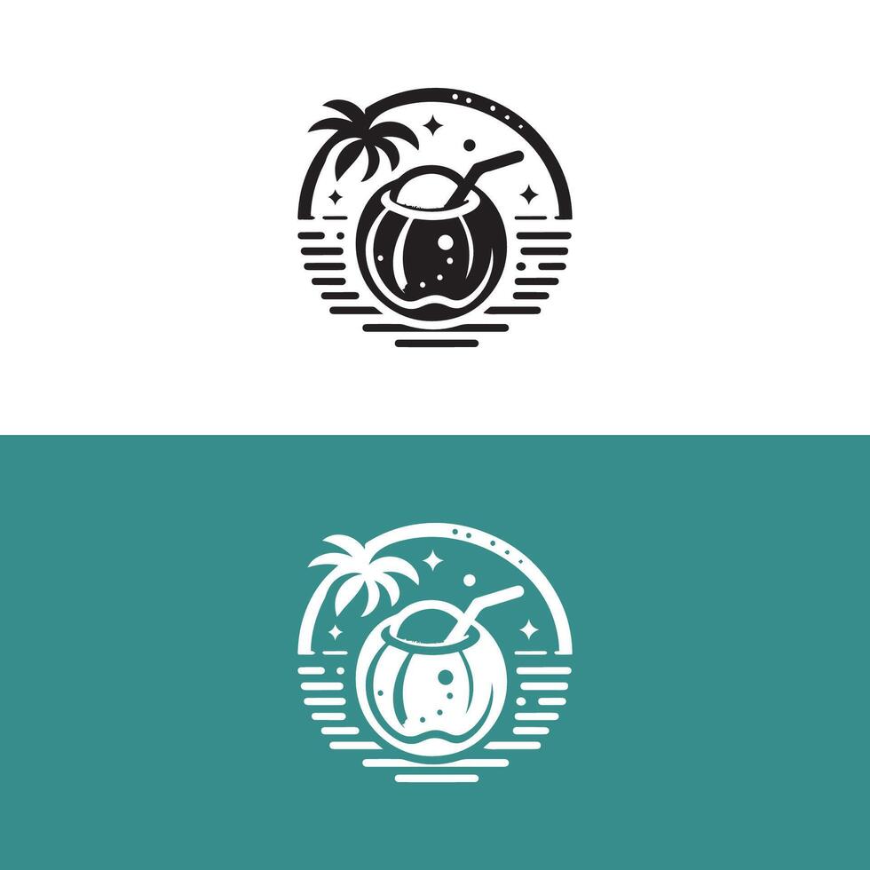Unique coconut logo Coconut juice icon for shop. vector