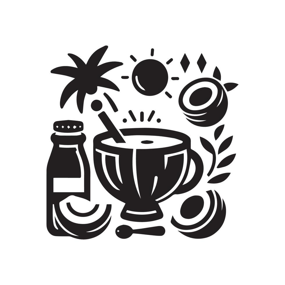 Minimalist Coconut juice icon for shop. Simple coconut logo. vector