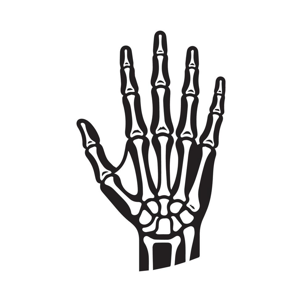 Medical concept icon. Black and white skeleton hand silhouette. vector
