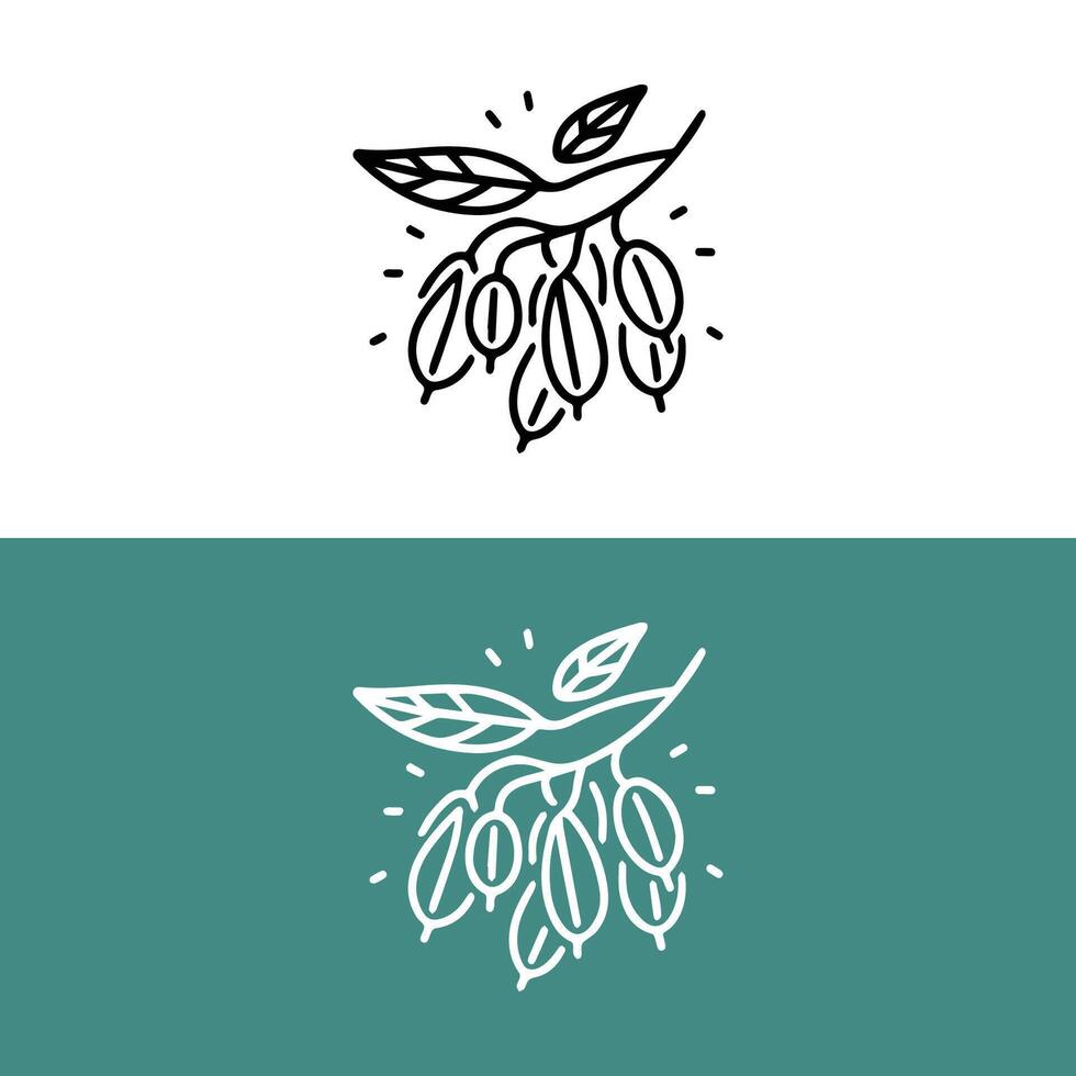 Minimalist goji berry line logo. Fruits shop icon. vector
