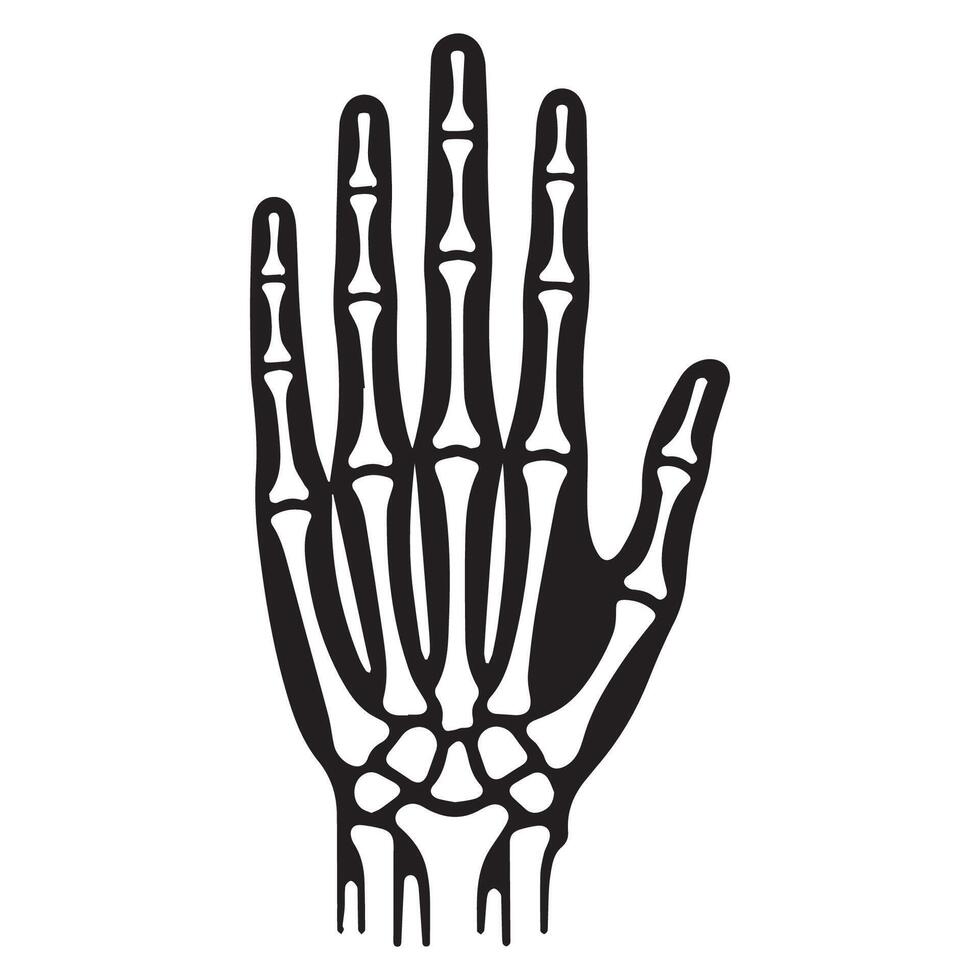 Minimalist skeleton hand silhouette Medical concept icon vector