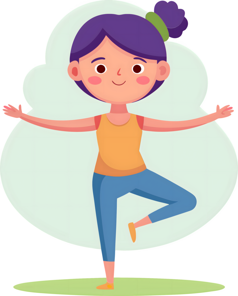 A cartoon girl doing yoga png