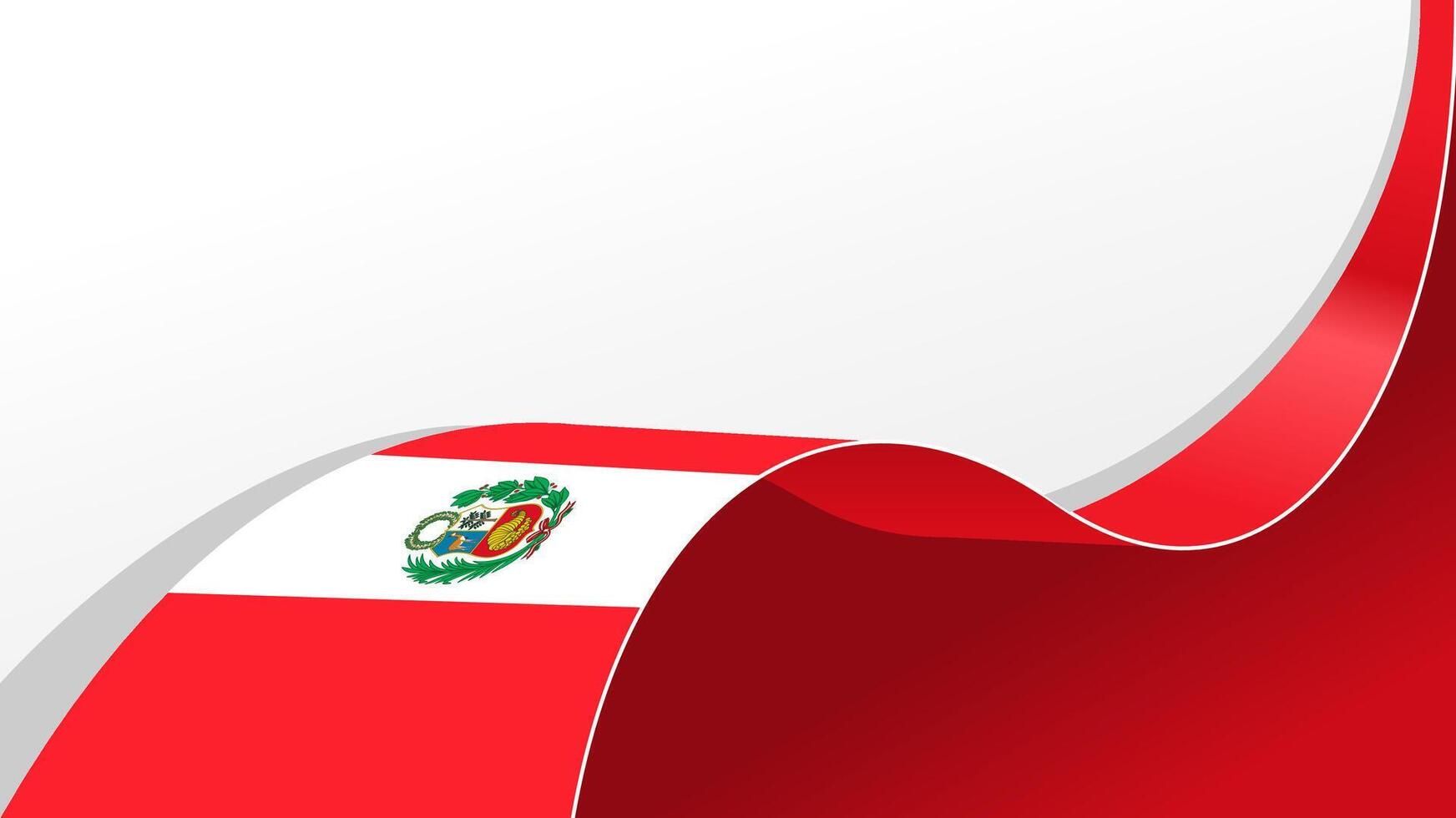waving peru flag ribbon background with copy space for text. peru national day vector