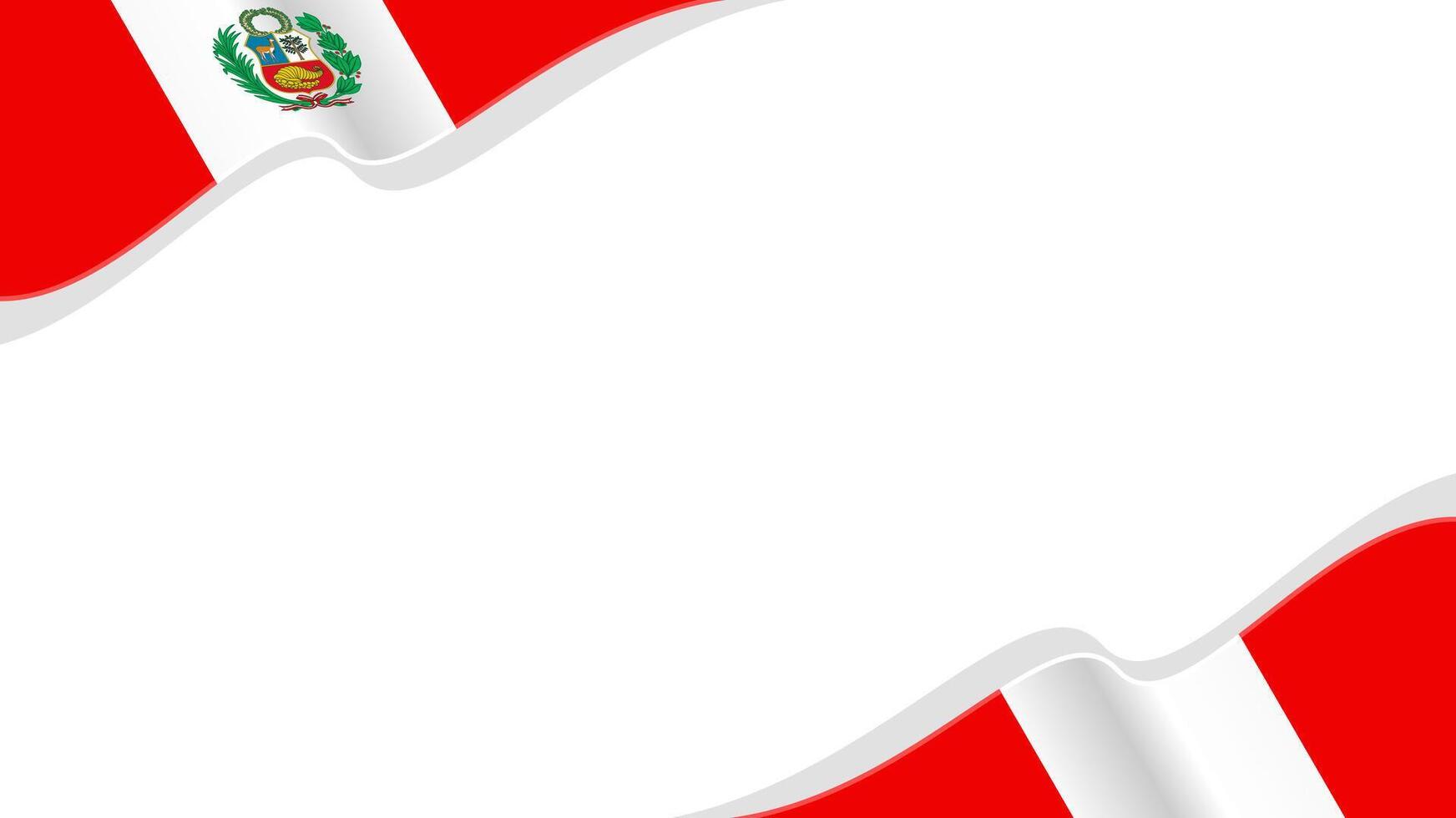 wavy peru flag frame background with copy space for text. peru national day vector