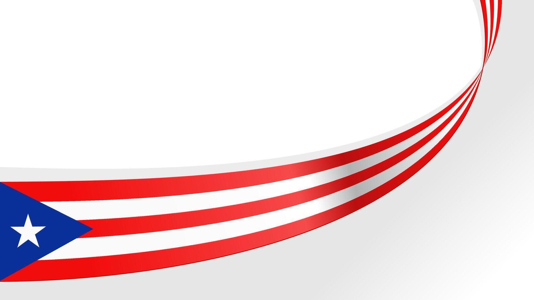 Curved ribbon with flag of puerto rico on white background with copyspace vector