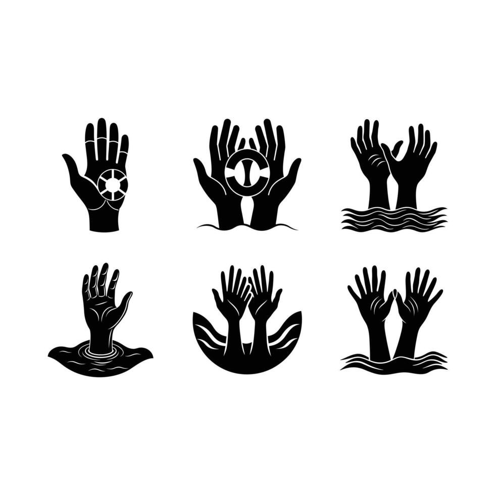 of Helping Gesture Hands for Rescue and Support vector