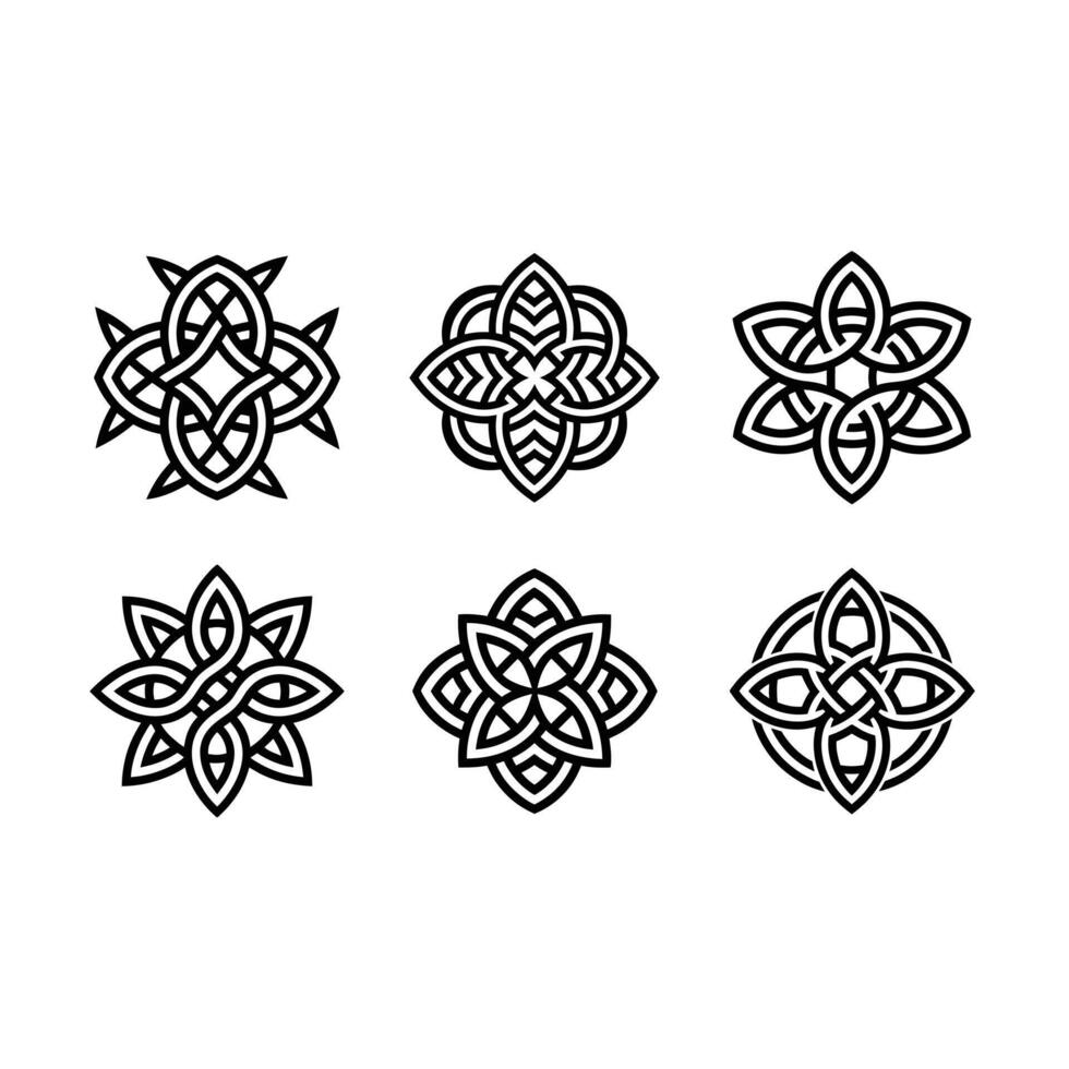 Intricate medieval Celtic knot tattoo design in and line art style. vector