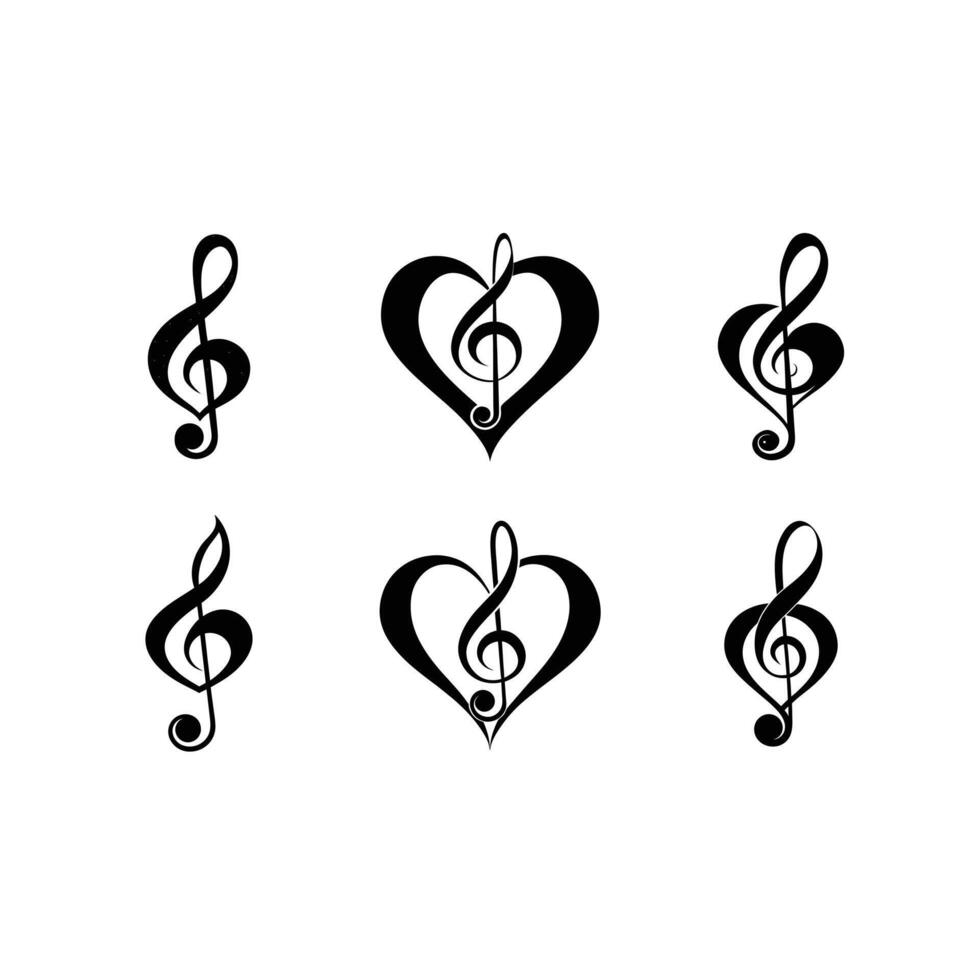 Heart treble clef on white background, Instant Digital Download. Illustration for prints vector