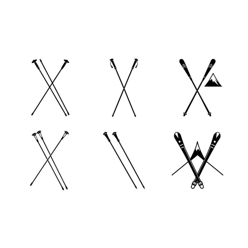 Ski Poles and Line Art Design for Graphic Projects vector