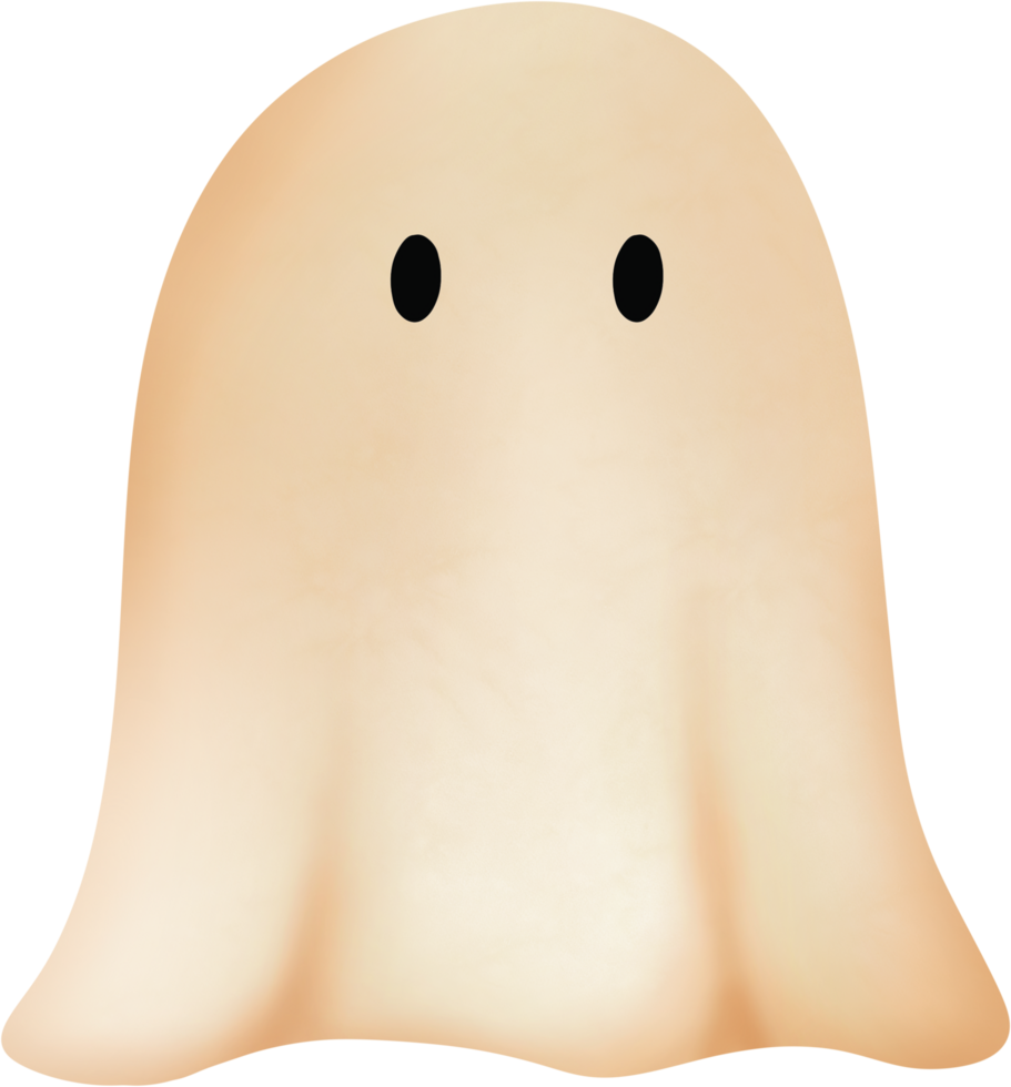 A cute, cartoon-style ghost wearing a witch's hat adorned with a small heart. png