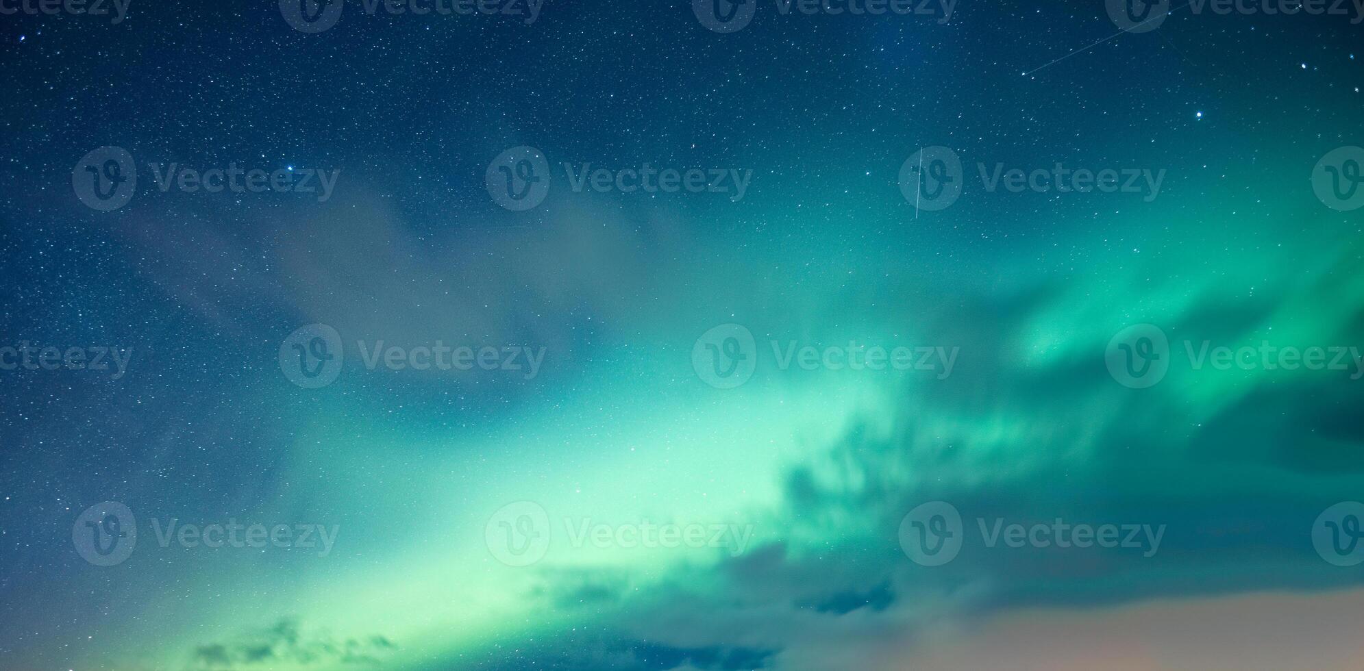 Aurora borealis, Northern lights glowing with starry in the night sky photo