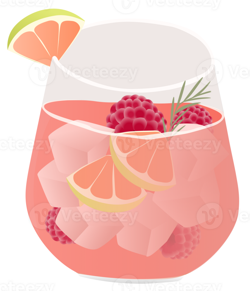 Pink raspberry and grapefruit cocktail png