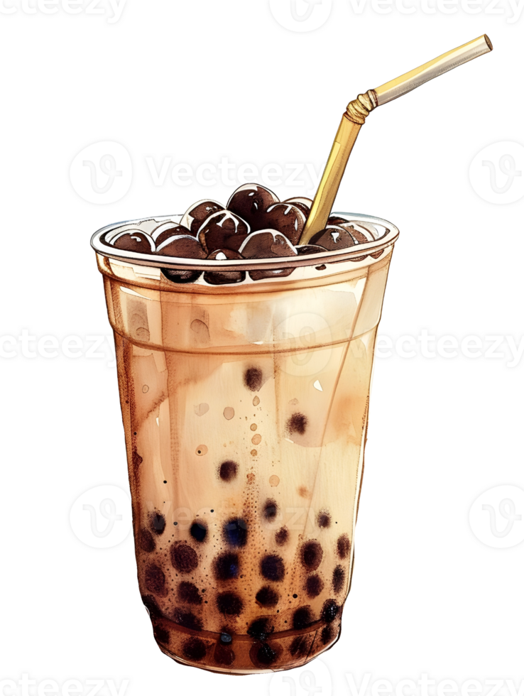 a glass of boba milk tea, AI-Generateds png
