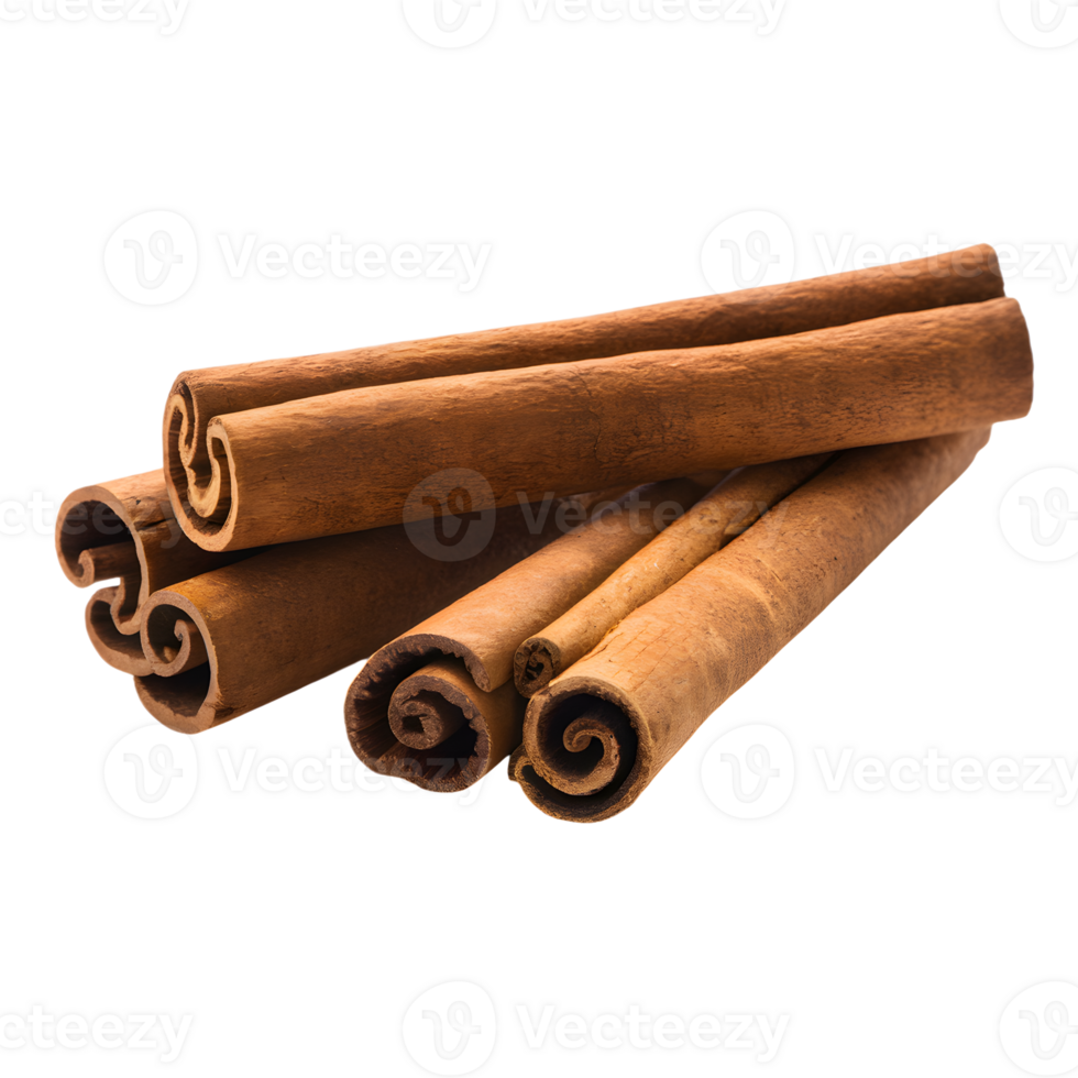 Three cinnamon sticks with curled ends png