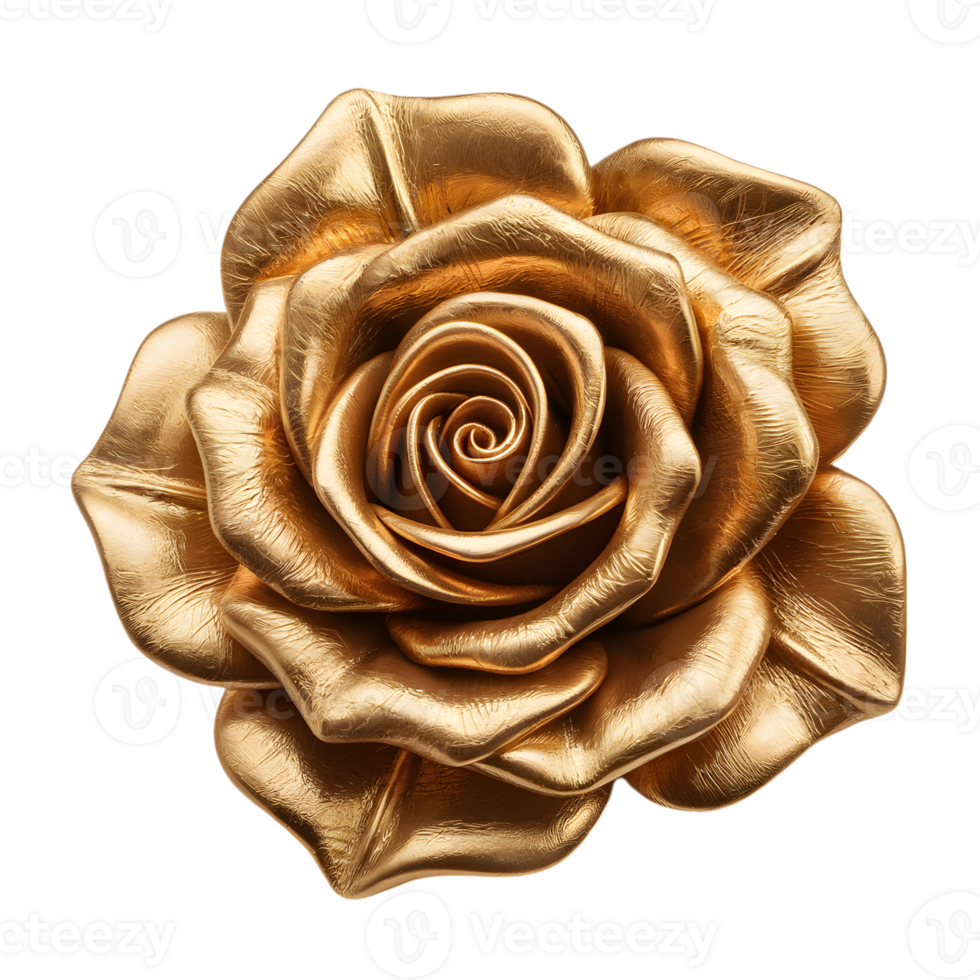 Golden rose with textured petals, centered png
