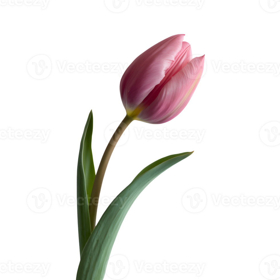 Pink tulip standing tall with open petals png