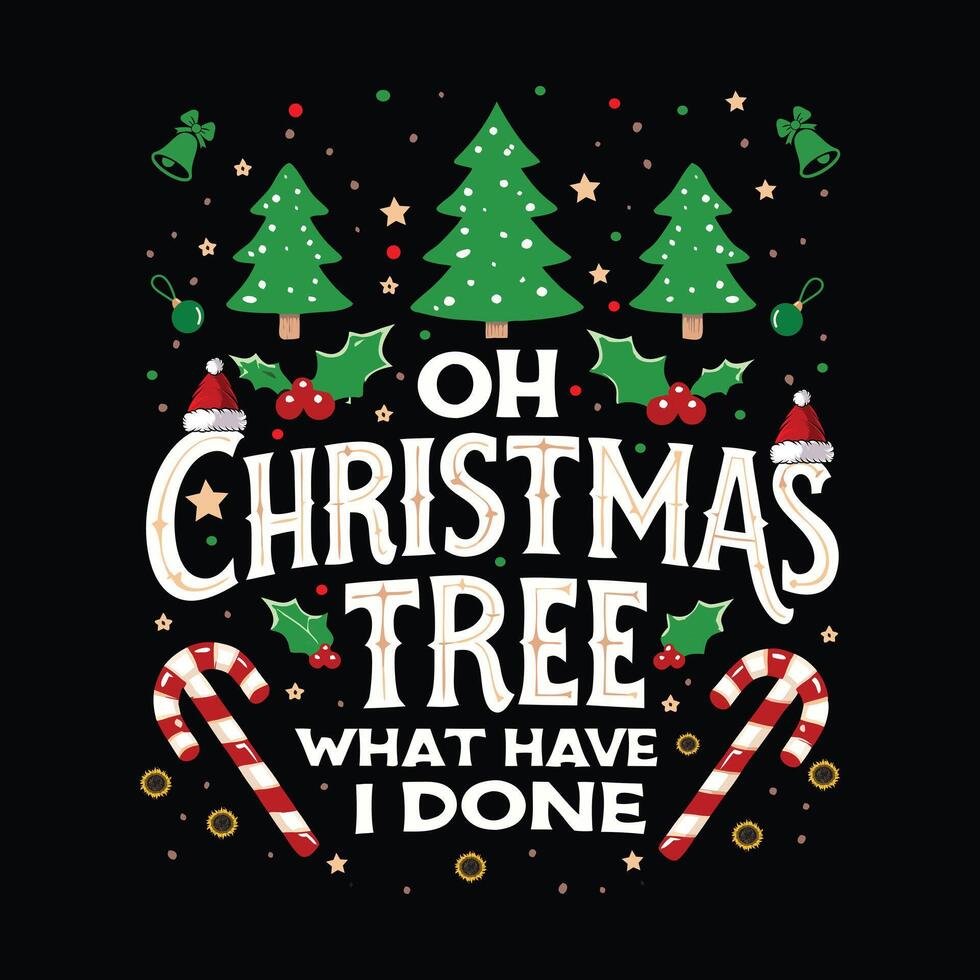 Add a touch of festive cheer to your holidays with the charming , Oh Christmas Tree, design. Ideal for clothing and home decor, it captures the true spirit of Christmas joy. vector