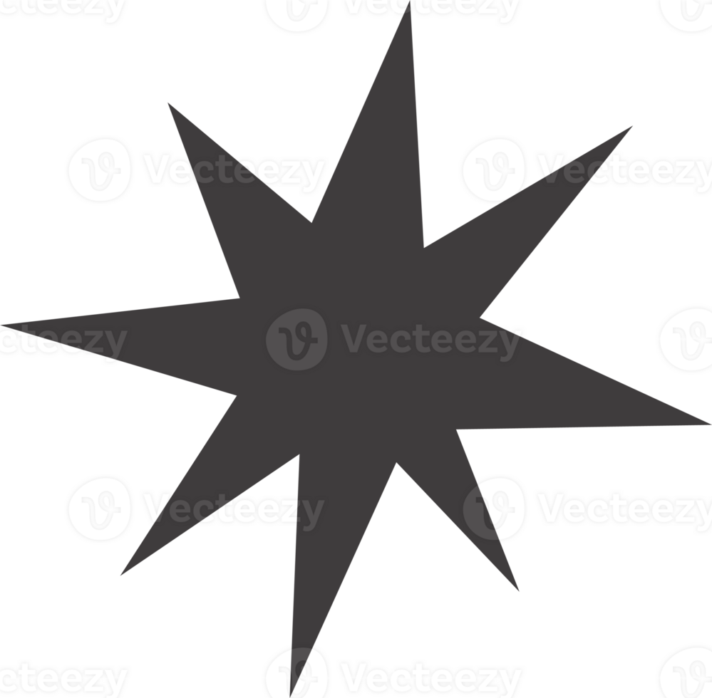 Star shape icon. Y2k abstract irregular shiny sparkle. Flash sparks starburst graphic element. Twinkle sticker. Black minimal flat simple sign. png