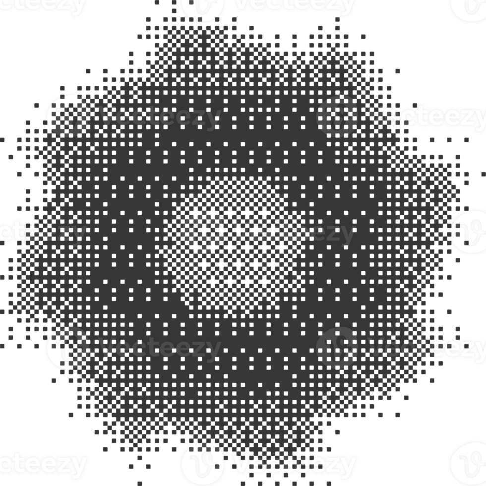 Pixel pattern shape. Textured with bitmap Y2k dither gradient. Retro star with old computer game graphic effect. Halftone grunge illustration png