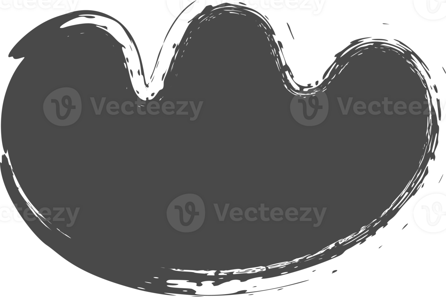 Brush stain, abstract paint shape with grunge texture. Round black ink splash. Irregular organic blob. Oval liquid rough element. Doodle blot block png