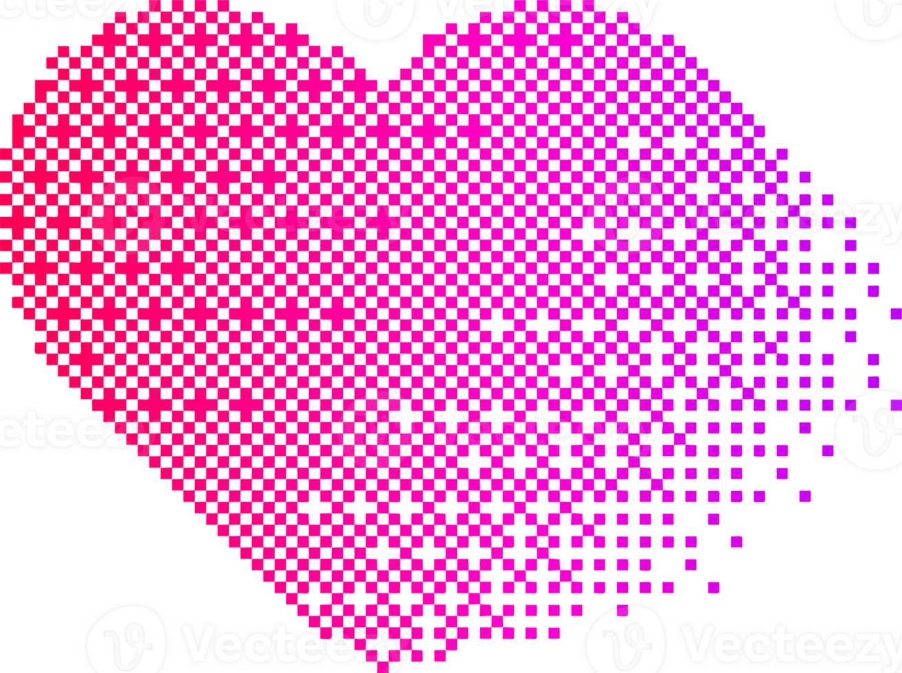 Pixel pattern shape. Textured heart with bitmap Y2k dither gradient. Retro with old computer game graphic effect. Halftone illustration png