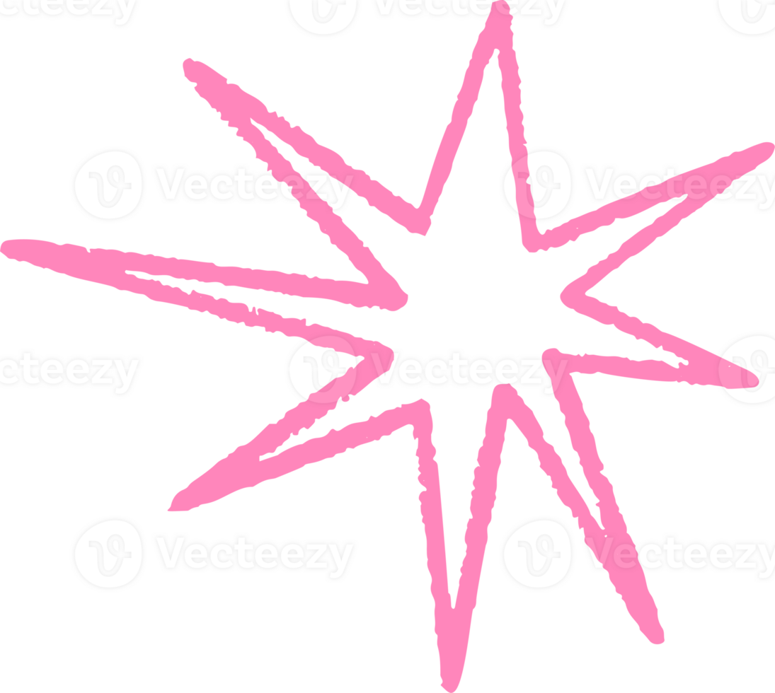Star shape. Abstract hand drawn crayon irregular element. Cartoon outline burst. Paper cut spiky geometric figure. png