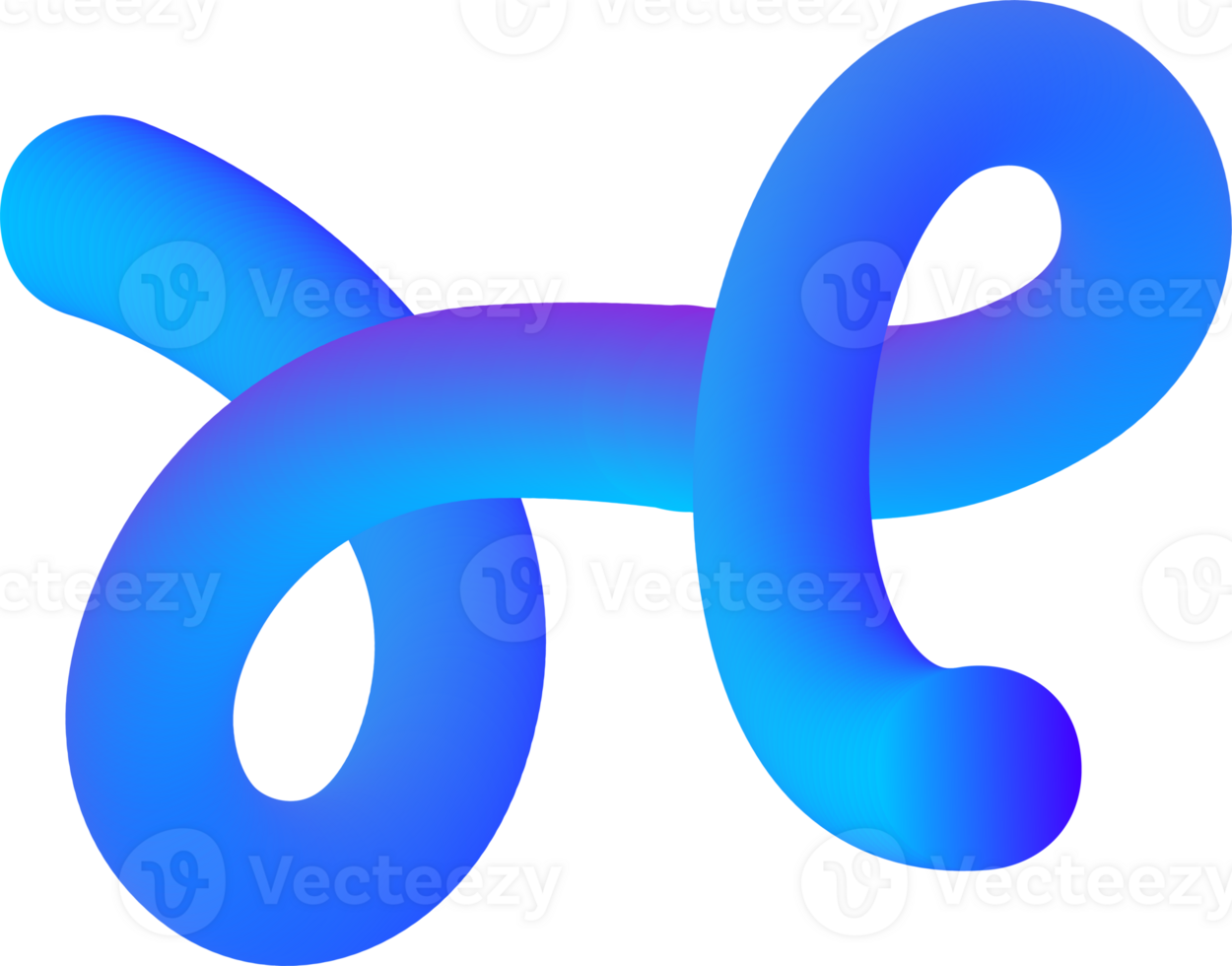 3D gradient abstract shape. Liquid fluid spiral element. Swirl dynamic bright blue modern stroke. Wavy blend futuristic vibrant line. Squiggle neon design png