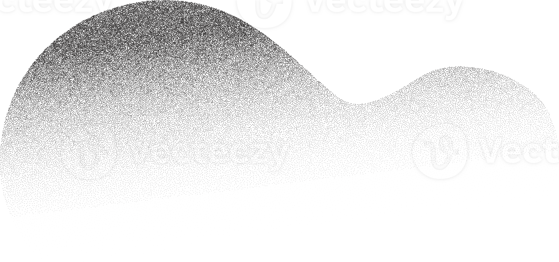 Grainy dotted shape. Noisy halftone abstract shadows on liquid element. Stipple blob and spray spot. Grunge sand wavy fluid gradation png