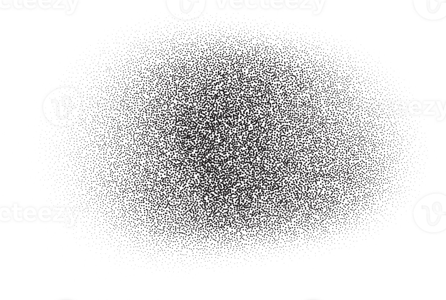 Noisy gradient shape. Grainy dotted spray paint dust. Stipple abstract circle spot. Liquid black blob with sand texture. Shadow gritty irregular form. png