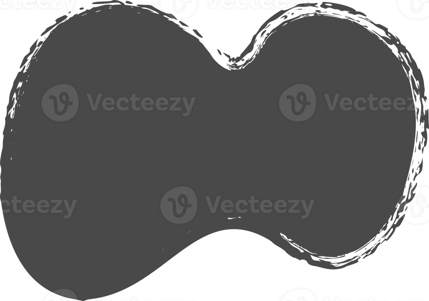 Brush stain, abstract paint shape with grunge texture. Round black ink splash. Irregular organic blob. Oval liquid rough element. Doodle blot block png