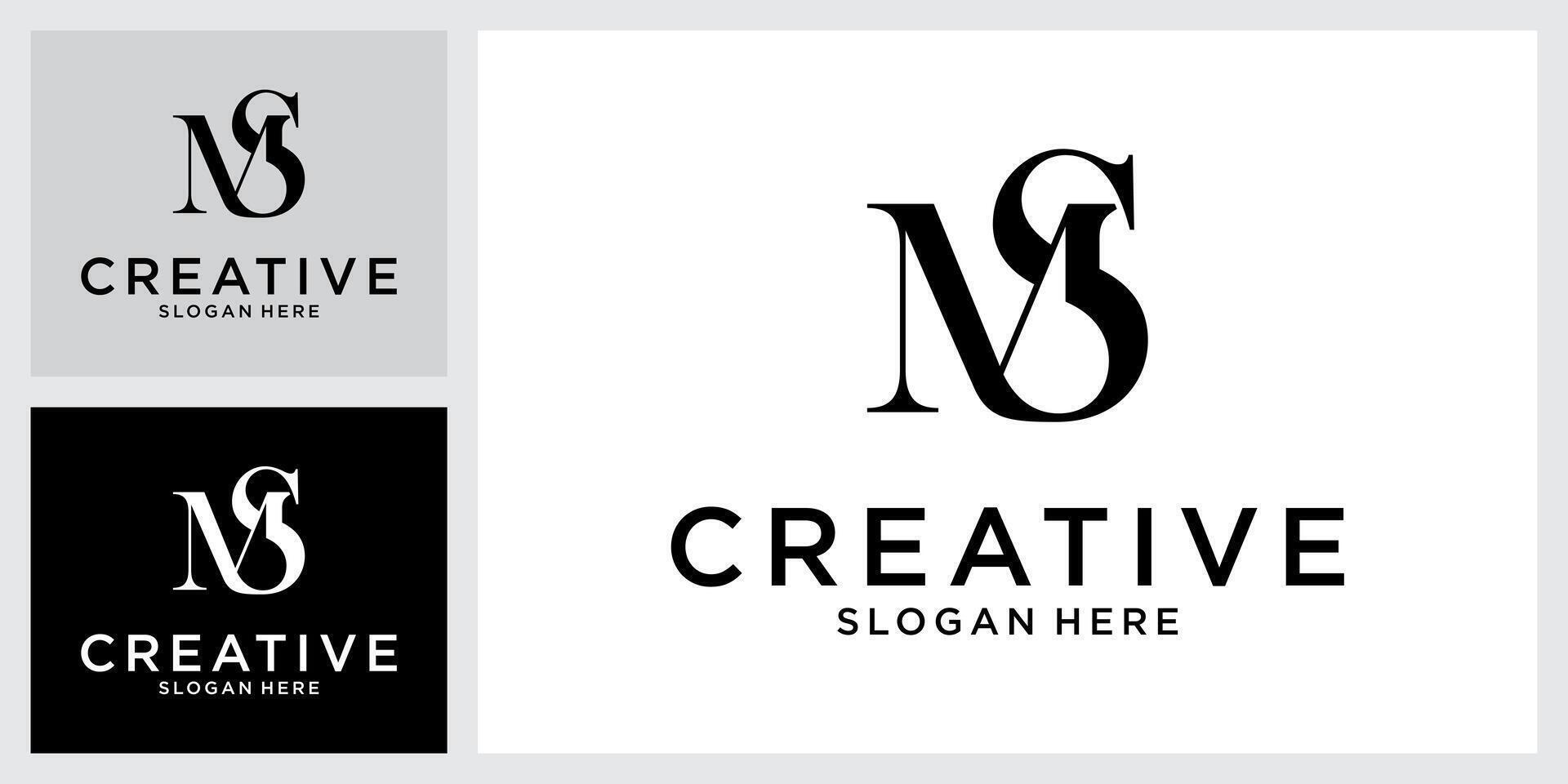 MS or SM initial letter logo design vector