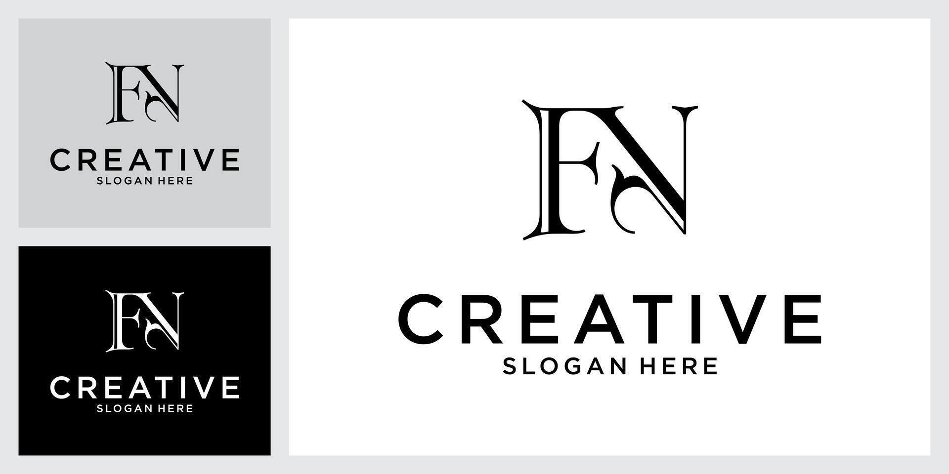 FN or NF initial letter logo design . vector