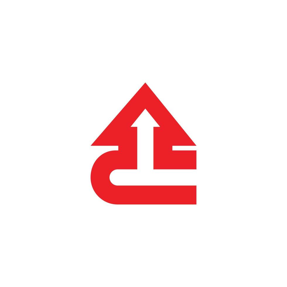 letter c arrow up simple geometric monoline logo vector