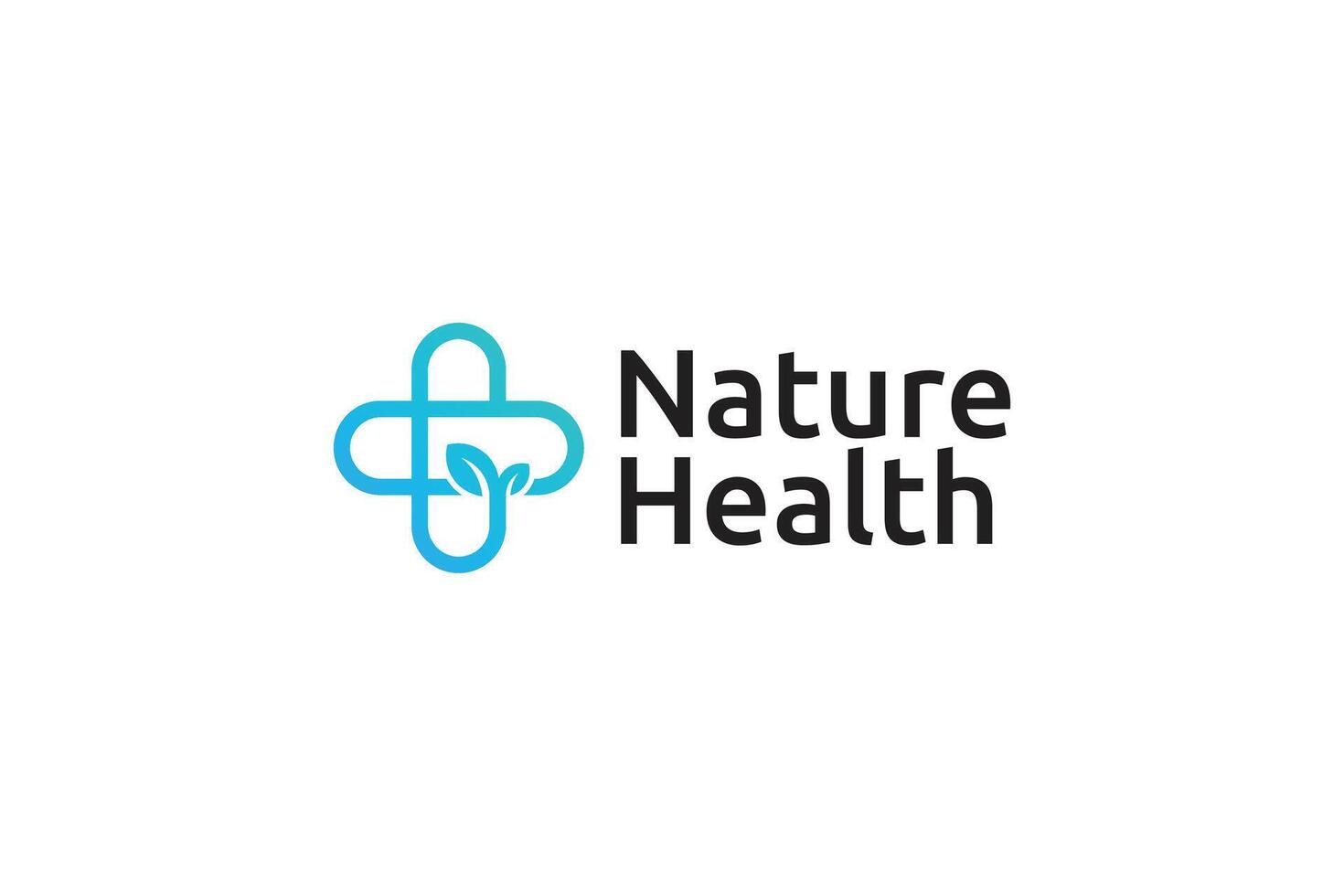 Nature health cross gradient logo design vector