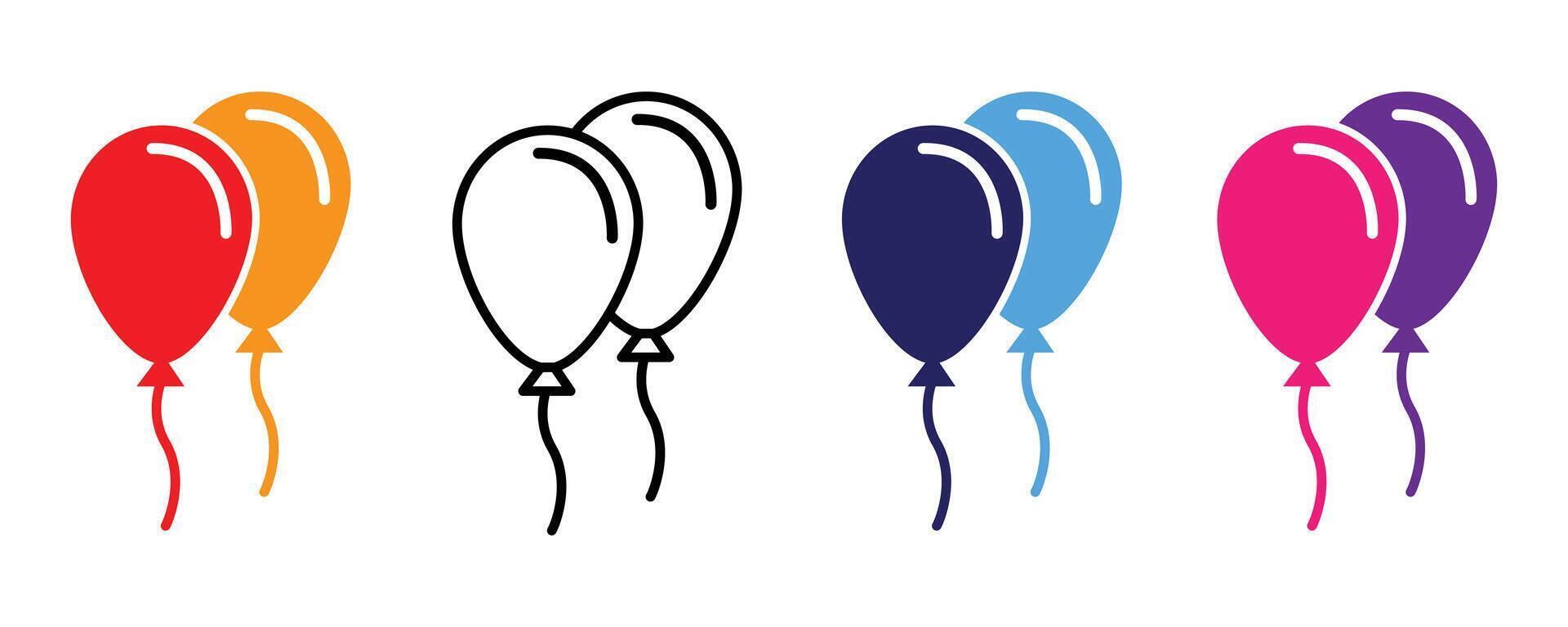 Balloons icon design with white background, Party balloon icons. Birthday celebration event. vector