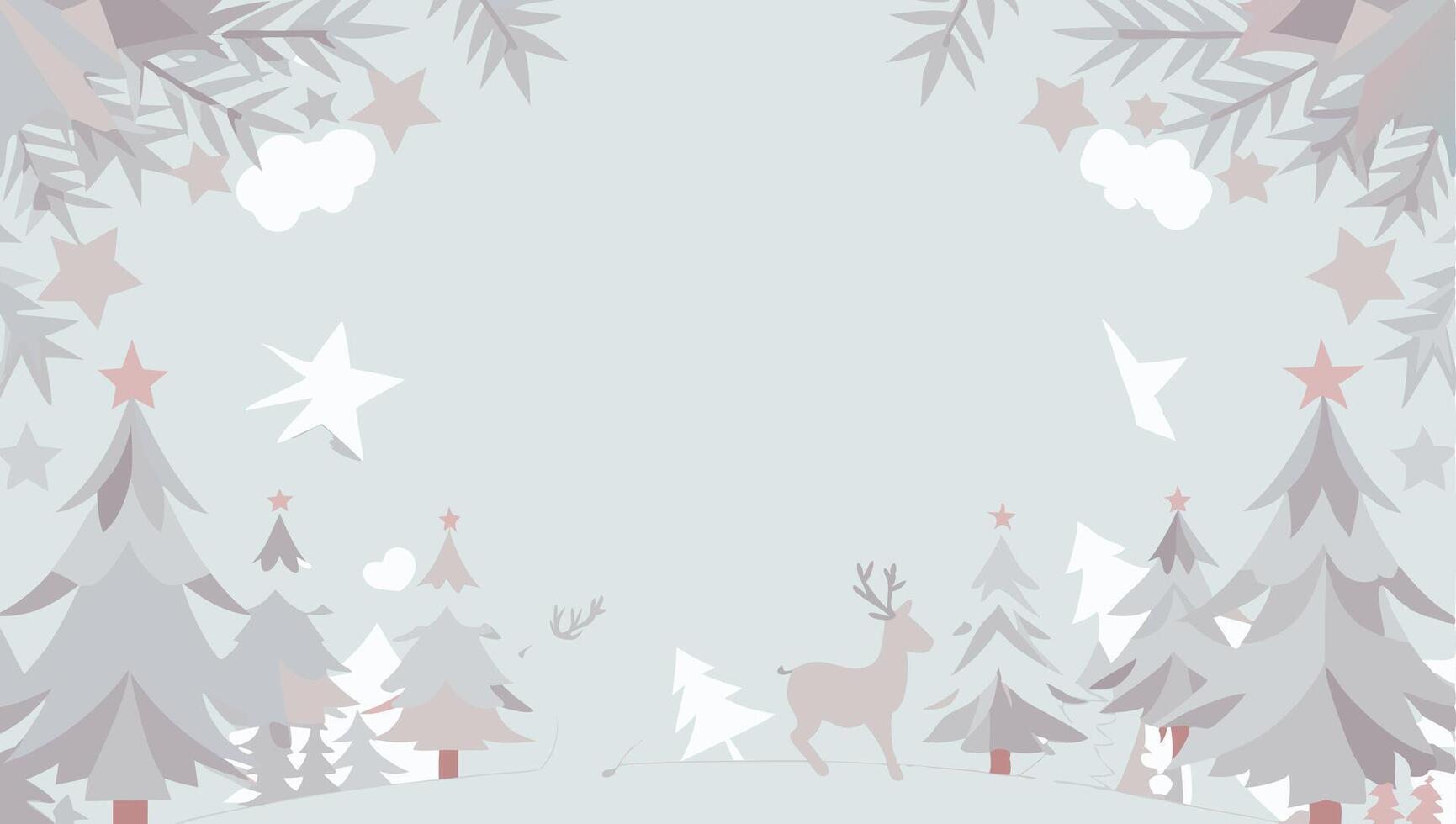 Christmas background with reindeer and trees vector