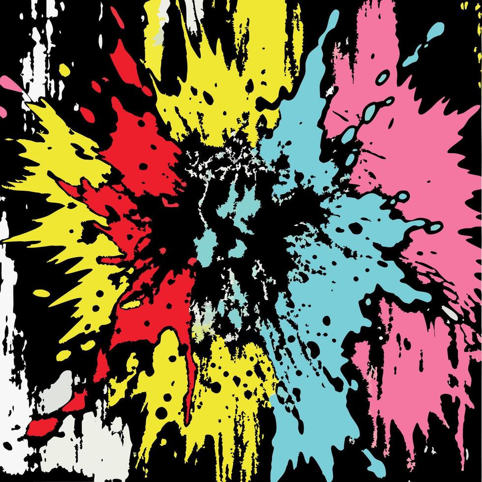 A colorful paint splatter on a black background vector