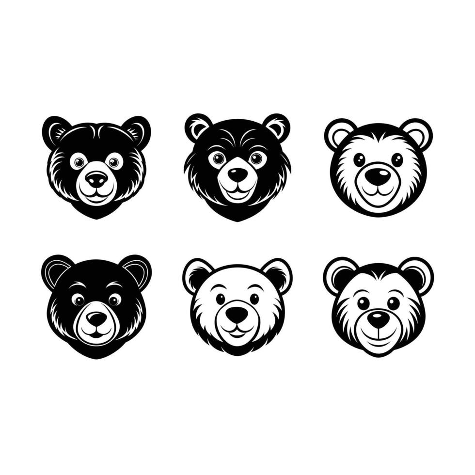Cute teddy bear head art in line design for playful graphics and decor vector