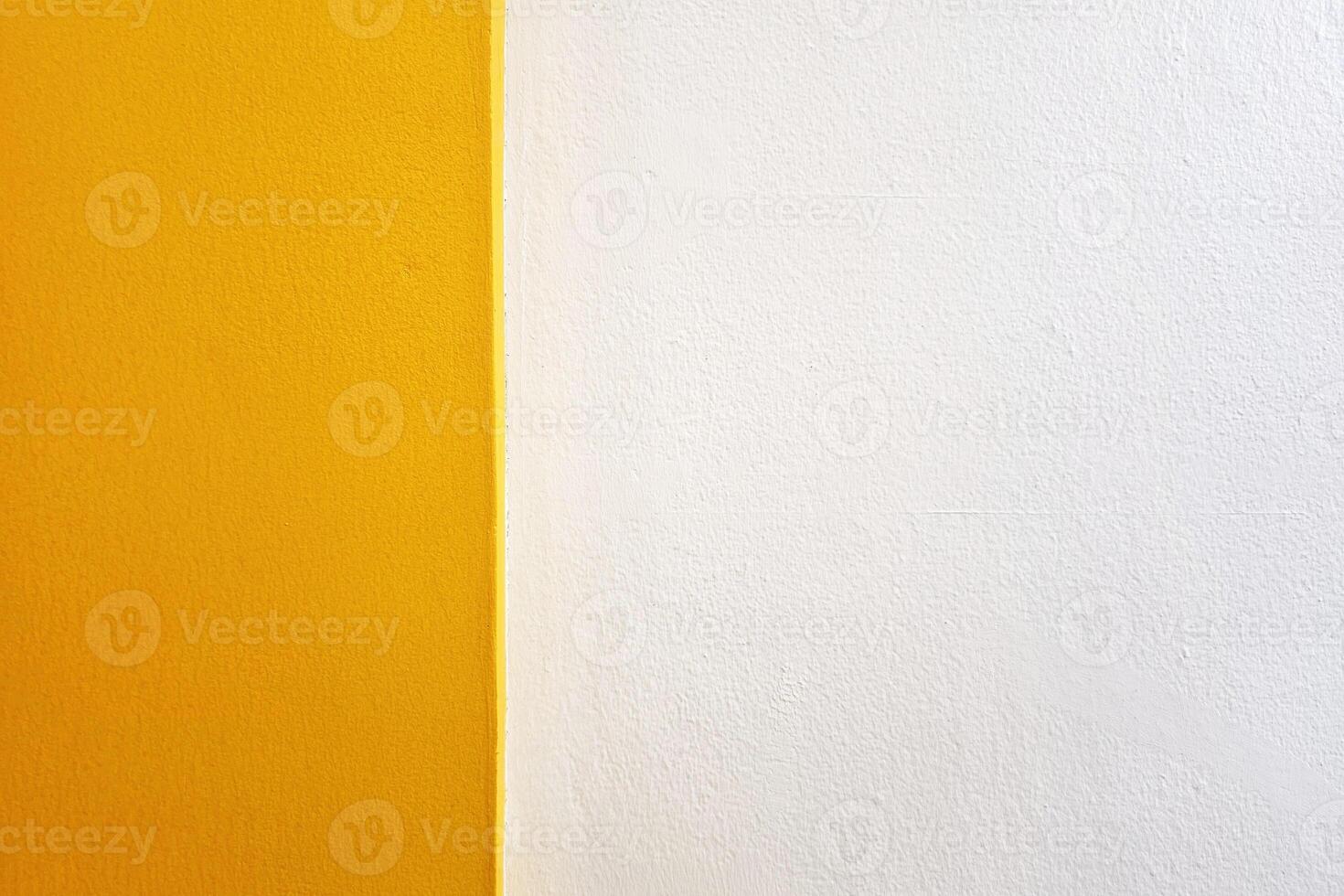 White and Yellow Painting Concrete Wall in Minimal Style. photo