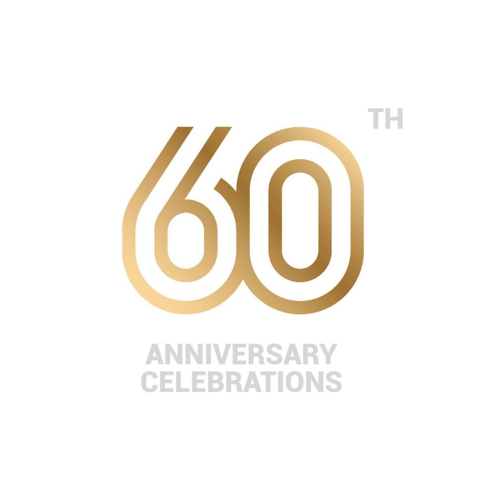 60 years anniversary logo design on white background for celebration event. 60th celebration emblem. vector